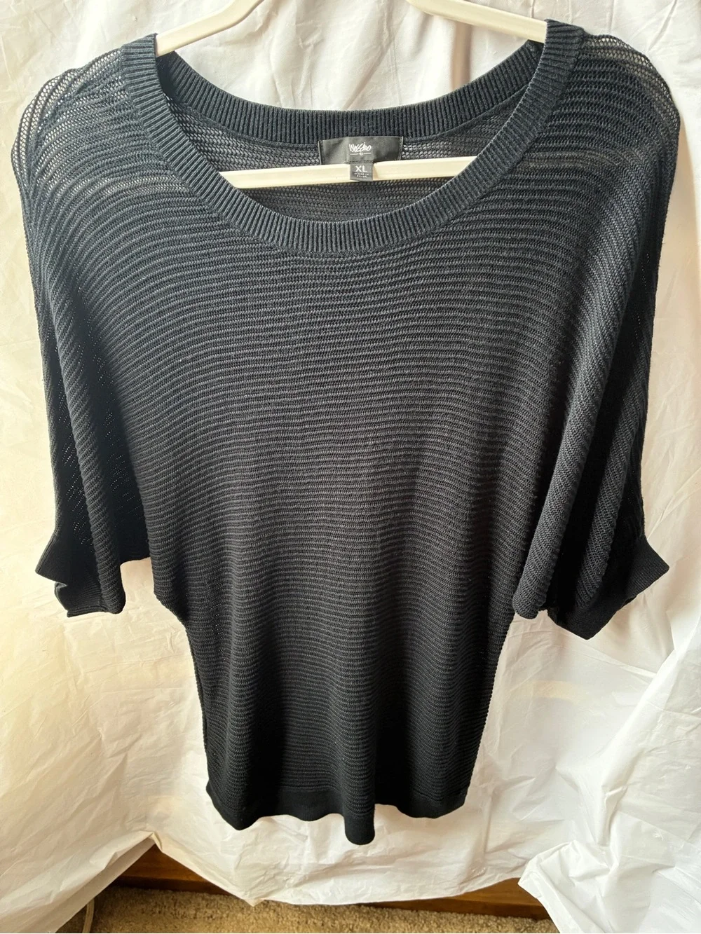 E Mossimo women's short-sleeve knit mesh sweater top XL